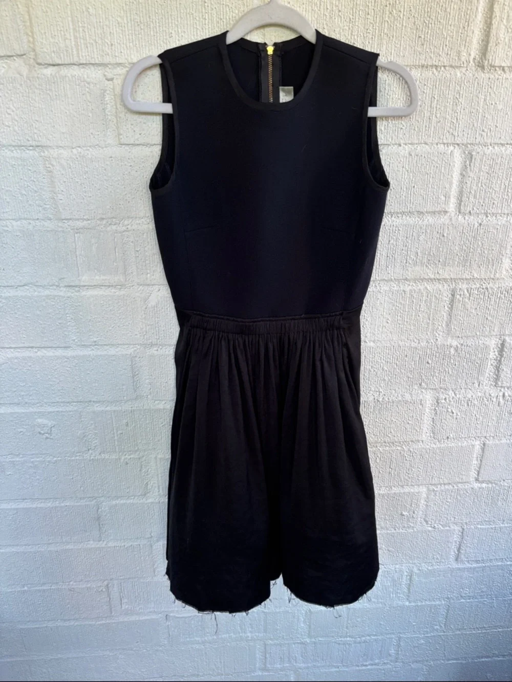 A.L.C. Crew Neck Silk Navy Black Sleeveless Pleated Mini Dress sz 2 - Picture 2 of 8